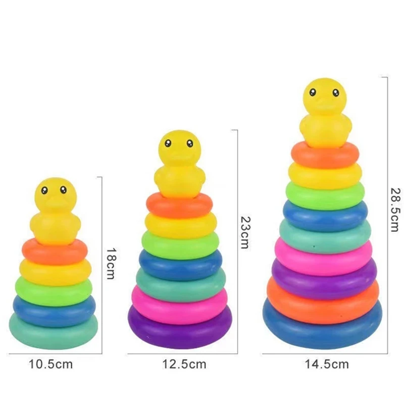 Sensory Toys Baby Stacking Rings Toy Duck Plastic Rainbow Stacker Toddler Learning Educational Toys Montessori Toys for Children