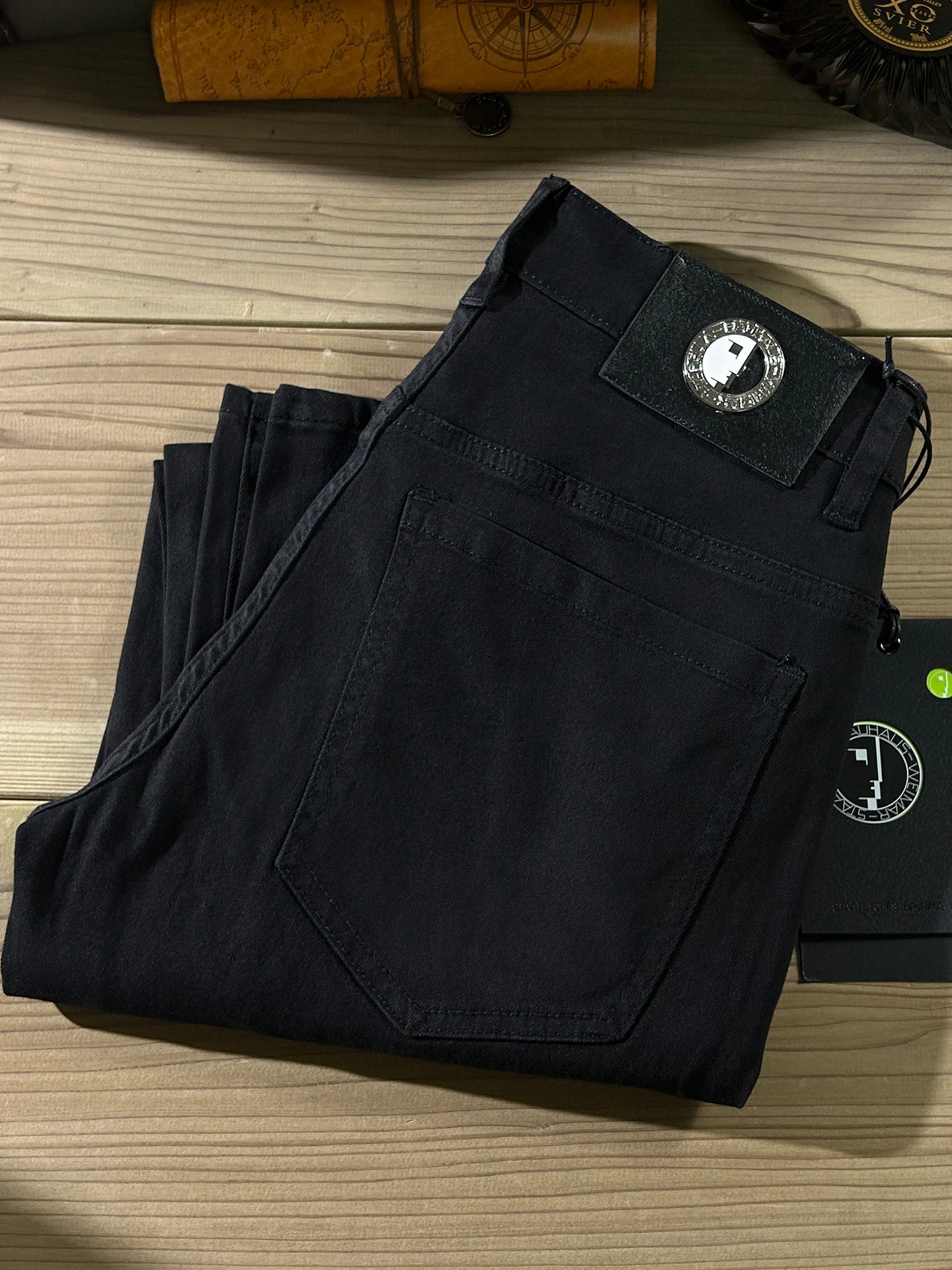 

Мужские джинсы с высокой талией, прямого кроя, облегающие, повседневные, из эластичного хлопкового денима, черные, универсальные, для осени, для мужчин среднего возраста