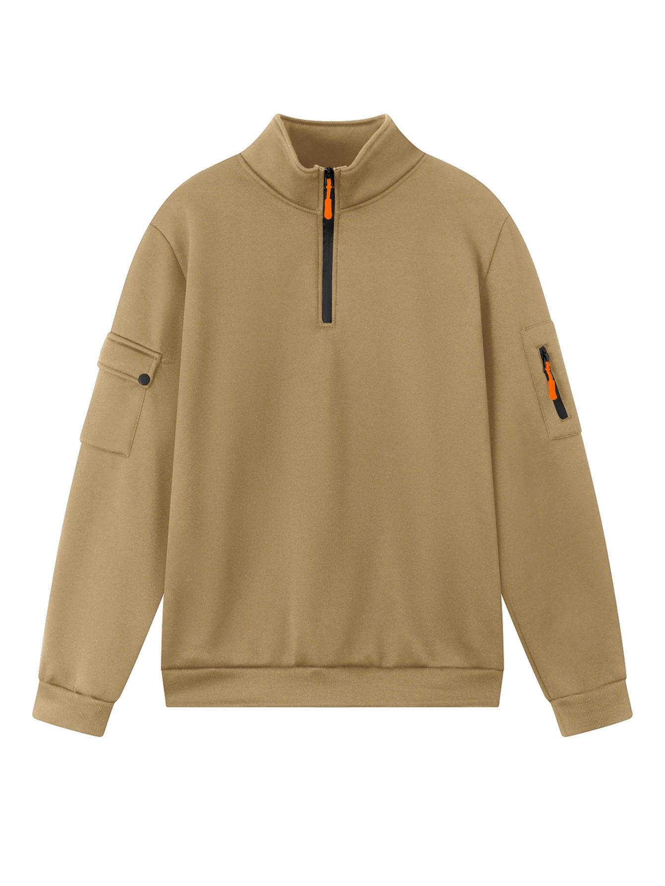 Men's Fleece Long-Sleeved Sweatshirt  Autumn Winter New Half-Zip Loose Stand-Up Collar Pullover Comfortable Men's Sweatshirt ﻿