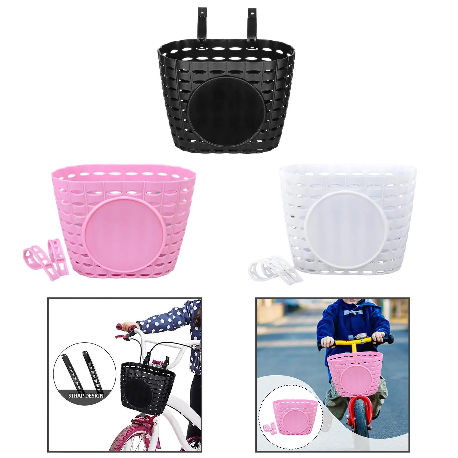 Kids Bike Basket Front Basket Replace Portable with Adjustable Straps Waterproof Storage for Girls School Children Toddlers
