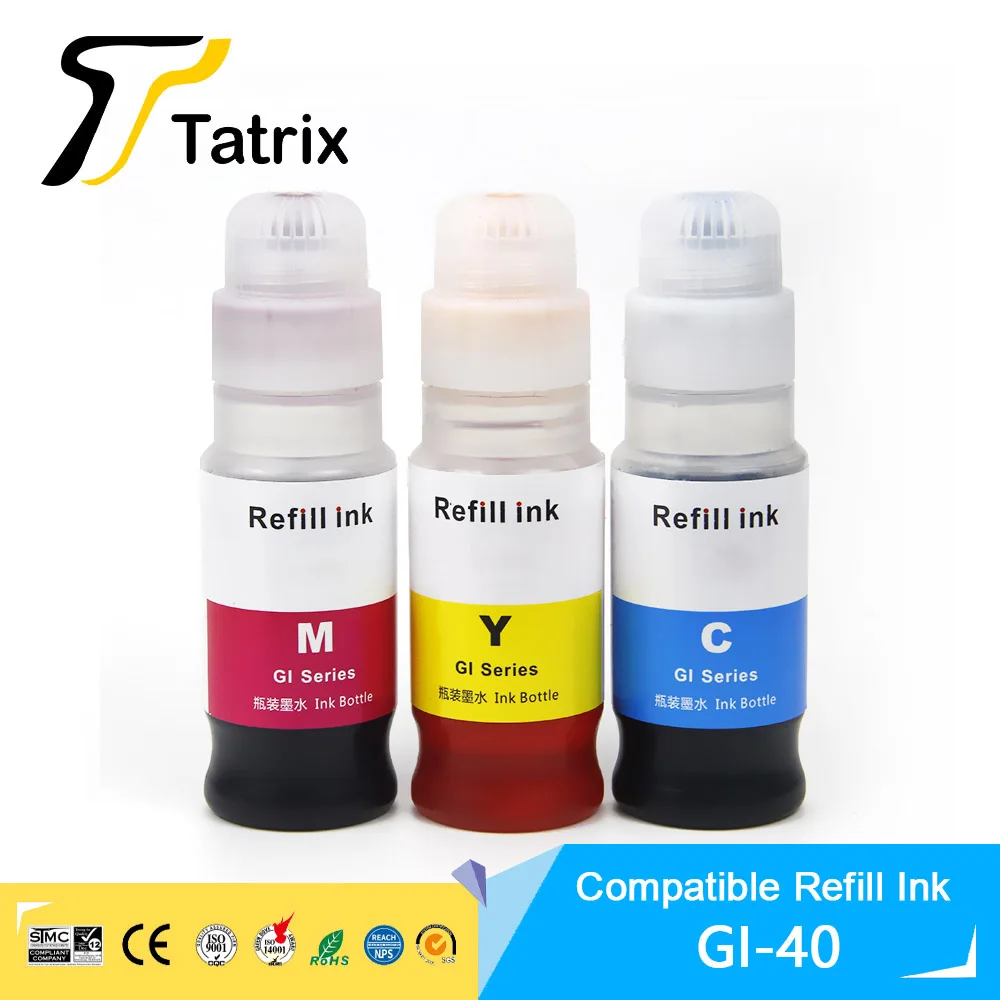 Imagem -02 - Tatrix Gi40 Gi40 Compatível à Base de Água Garrafa a Granel Recarga Tinta para Canon Pixma G5040 G6040 Tintas Impressão