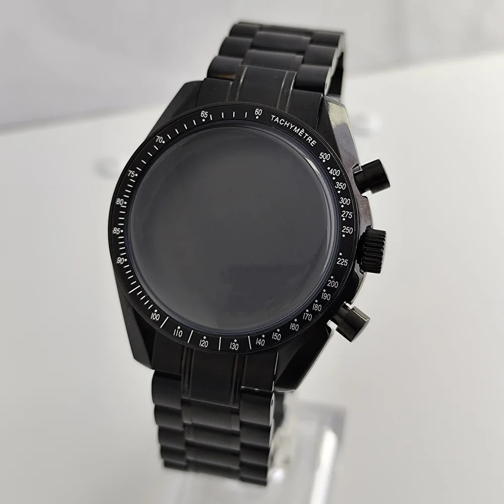 Cassa VK63 da uomo VK64case Cinturino in acciaio inossidabile da 20 mm Adatto per movimento VK63 VK64 Quadrante da 32,5 mm Cassa nera da 39,7 mm