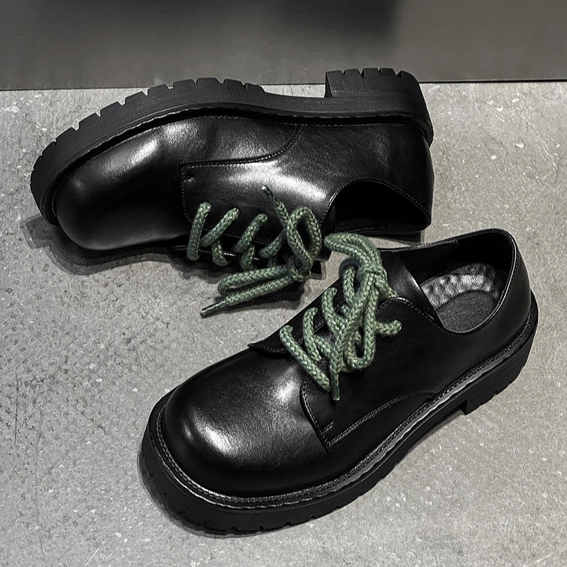 

Classic Men Derby Shoes Black British Casual Lace-up Office Fashion Round-toe Brand Leather Shoes Gentleman's Social Shoes Men