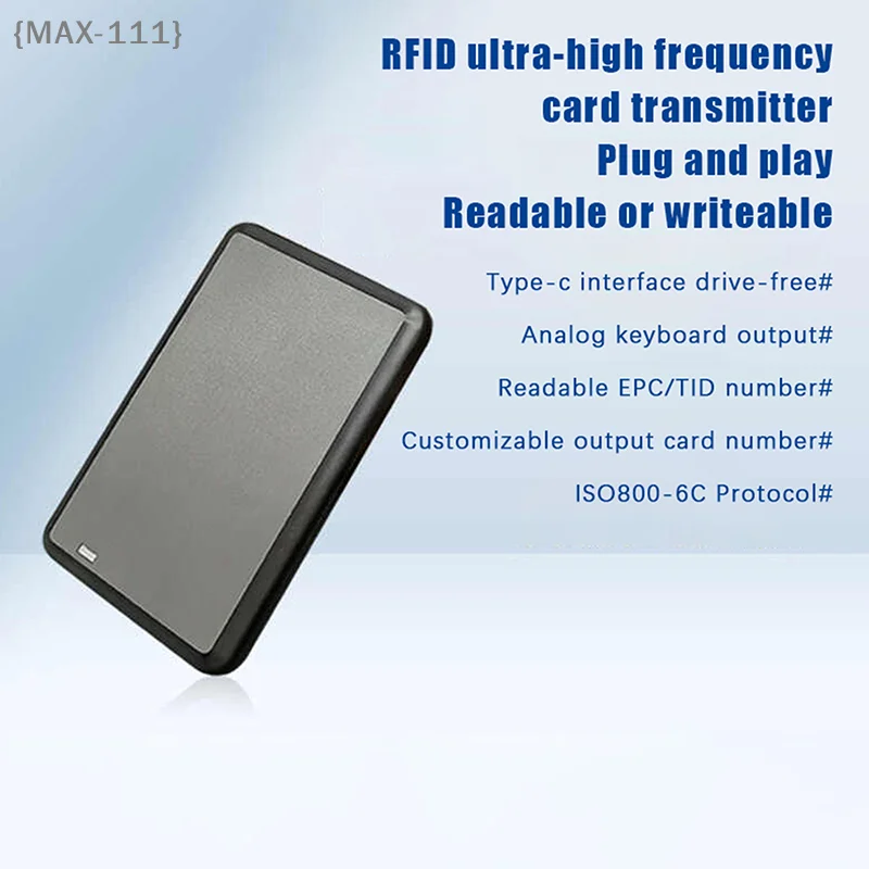 

【F2-MAX111】USB UHF Tag Reader ISO18000-6C 860-960mhz Driver-free Read Write HID-USB Virtual COM Output Adjustable