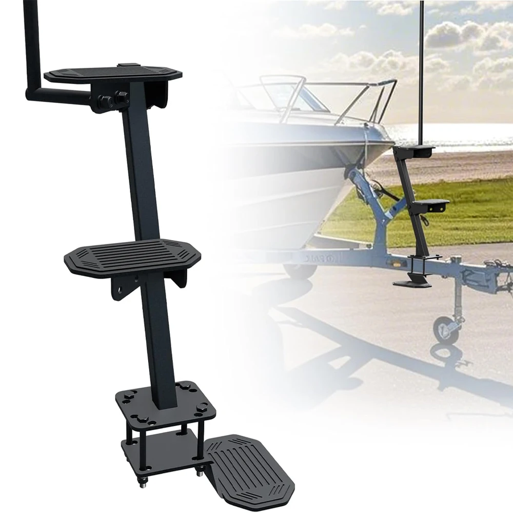 Heavy Marine Trailer Steps Trailer Anti-skid Steps with Universal Long Armrests