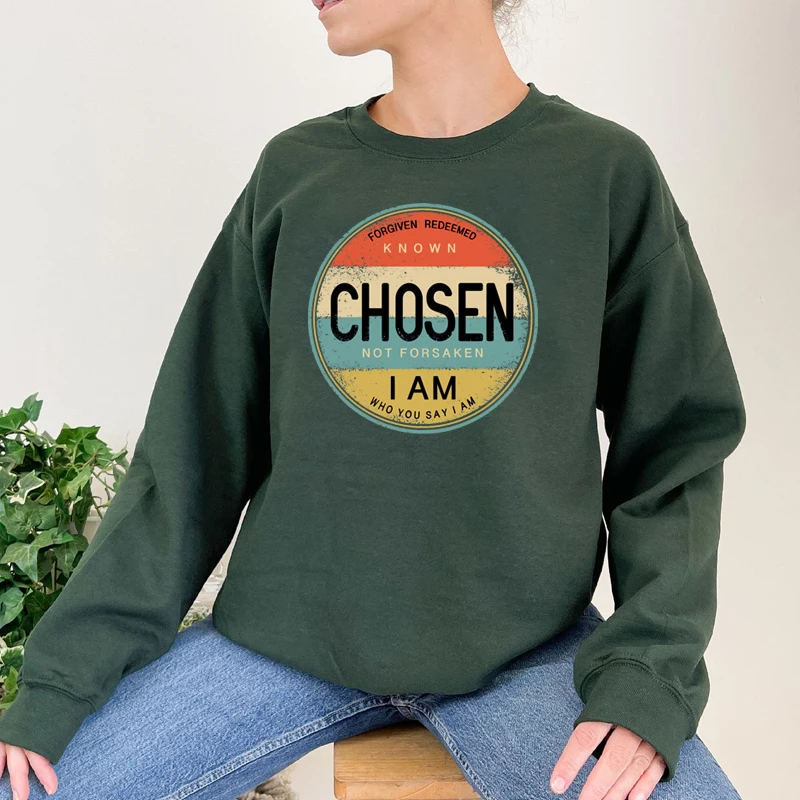 Felpa da donna retrò Chosen Street Sle Long Sve round Ne Print Fodera interna in cotone Vestibilità ampia Stagione autunnale Faion