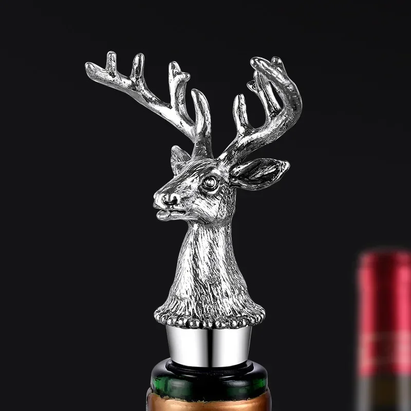 3D decorative wine stopper with deer head, zinc alloy stopper, deer head, vacuum seal, home bars  barware