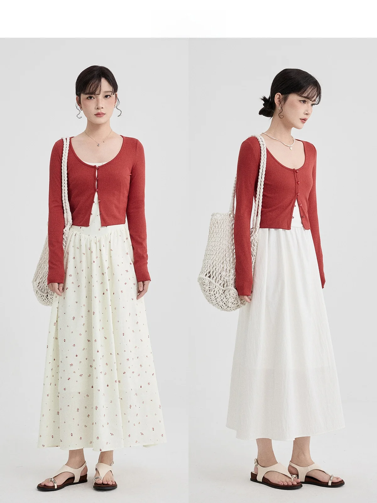 

Red Knitted Short Cardigan Women's Slim Fit round Neck Summer New Style Guier Fashion Ladies' Premium Knitwear Short Top