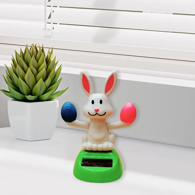 Solar Dancing toy Car Decoration Solar Energy Decoration Shaking Head Doll Cartoon rabbit Shape Decoration  Home Ornaments