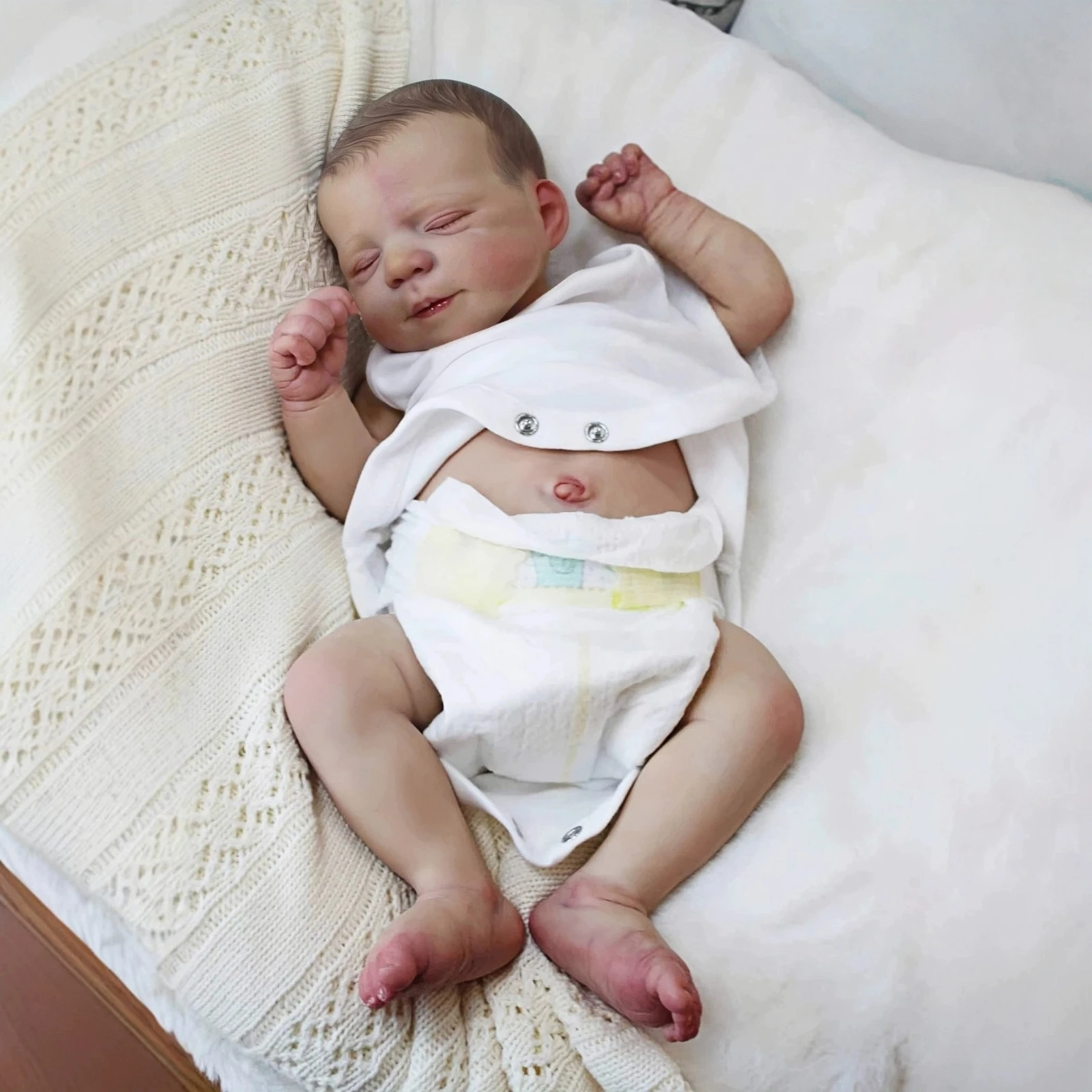 Risbecko 19 inch al geschilderd afgewerkte herboren babypop - handgemaakte herboren Preemie baby pasgeboren kinderen speelgoed cadeau meisje poppen