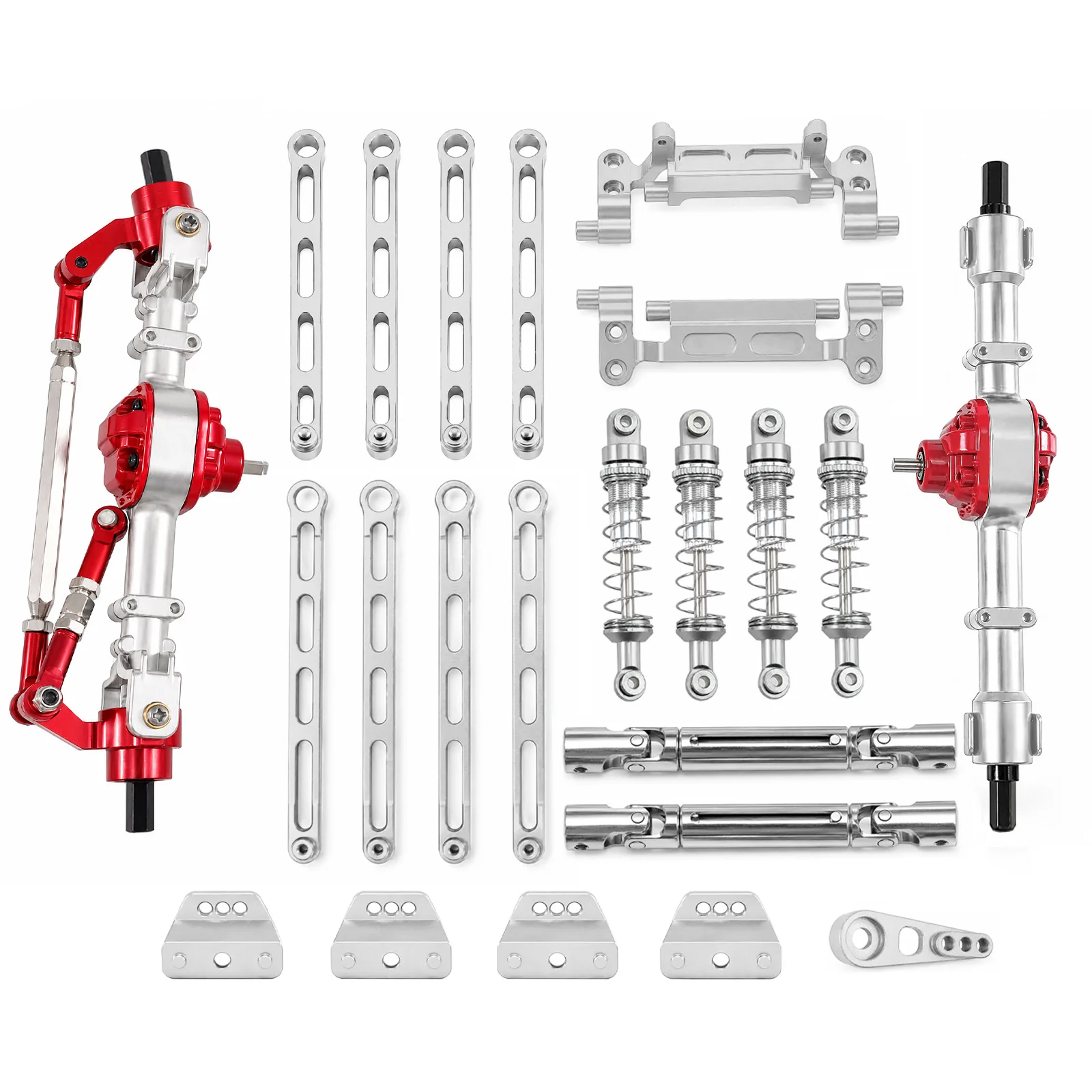 Metal Oil Shock Front Rear Portal Axle Chassis Link CVD Drive Shaft Upgrade Kit For MN MN300 MN78 RC Crawler