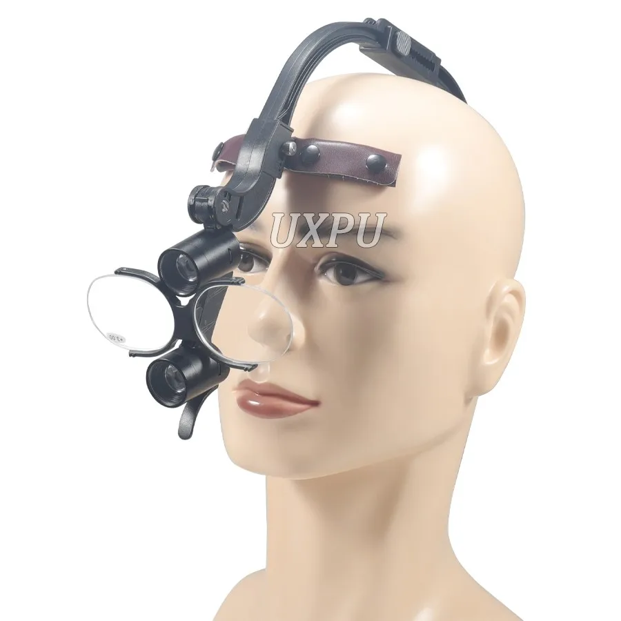 Dental Binocular Magnifying Glasses Can Be Used For Head Mounted Oral Surgery With Dual Headlight Of 2.5X/3.5X Loupe