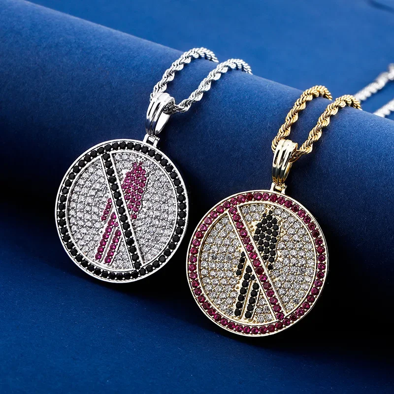 

Hip Hop Micro Pave Cubic Zirconia Sparkling Icy Crystal Travis Scott Round Pendant Necklace Mens Rapper Jewelry