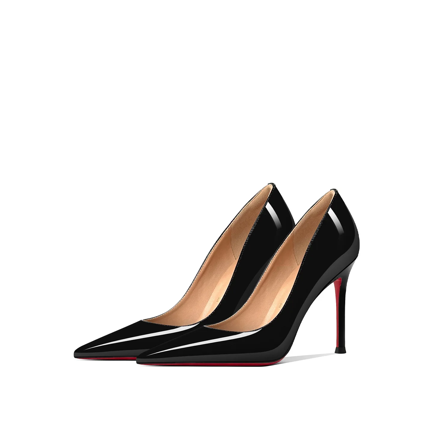 Women Patent Leather Red Soled High Heels with Fine Heels Pointed Toes Elegant Comfortable Women Shoe Outdoor Casual Fashionable view 2