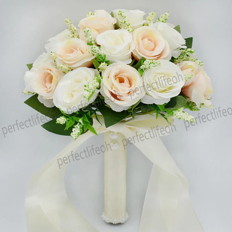 SOIMISS Bouquet Mariage Demoiselle D’Honneur – Fleurs Soie Strass Élégant, Rose Artificiel Mariée, Décoration Mariage Romantique