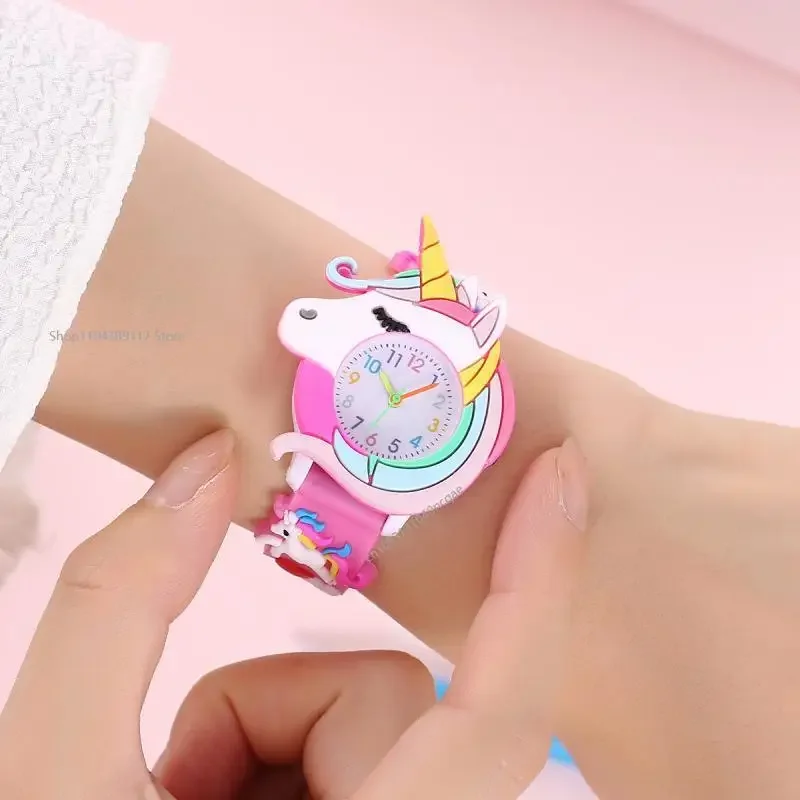 New Cartoon Pattern Unicorn 3D Image Quartz Watch for Children and Students Cute Watch Clock Reloj Digital Wristwatches Gift