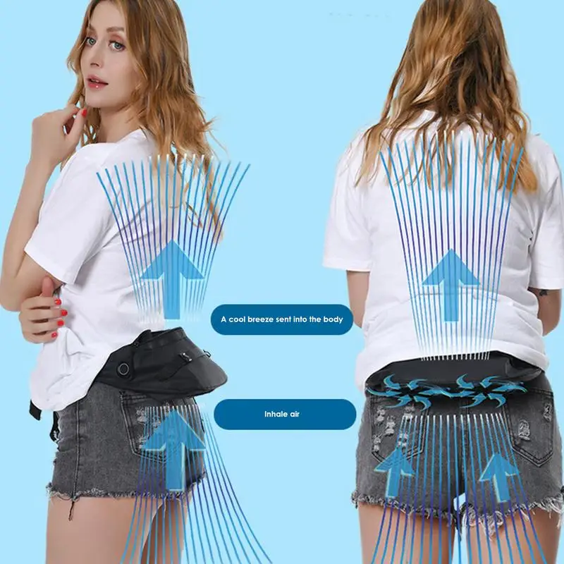 Under Shirt Fan Belt Fan Fanny Pack USB Powered Powerful Airflow Mini Waist Fan Wearable Personal Fan Hands-Free Portable Body