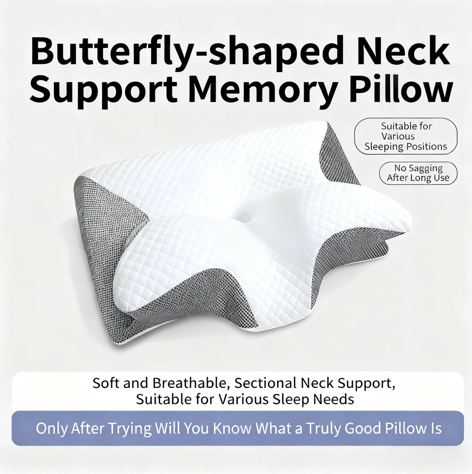 

Подушка из пены с эффектом памяти для защиты шейного отскока, медленного отскока, эргономичная, многофункциональная боковая подушка в форме бабочки