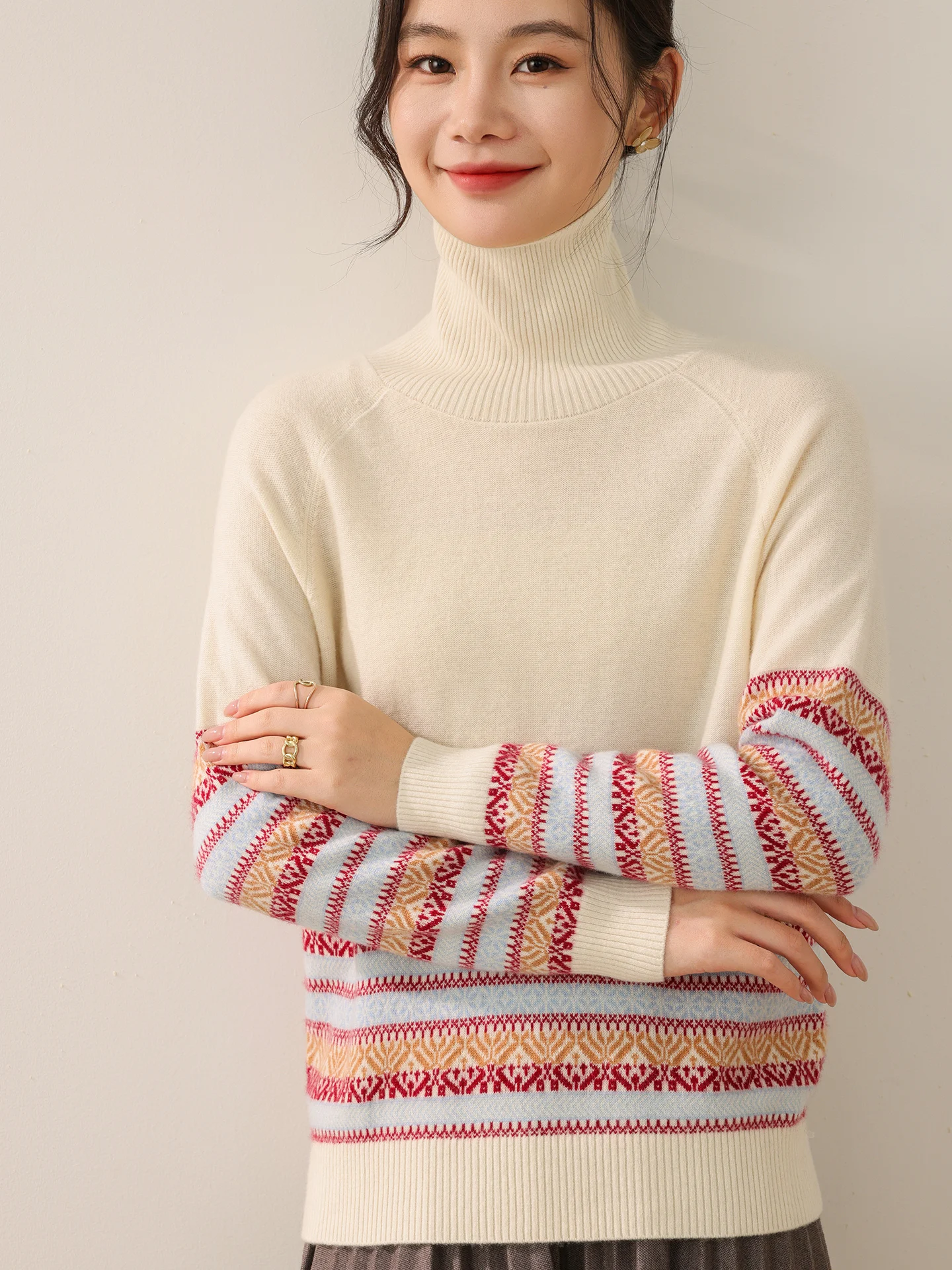 

Роскошный женский пуловер из 100% мериносовой шерсти, повседневный свитер с высоким воротником, теплый мягкий вязаный свитер, плотная осенне-зимняя одежда