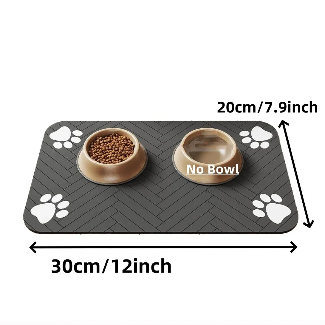 Voermat voor huisdieren, absorberende placemat voor huisdieren, rubberen achterkant, sneldrogende watermat voor hond, kat, voor voedsel en waterbak met waterdicht