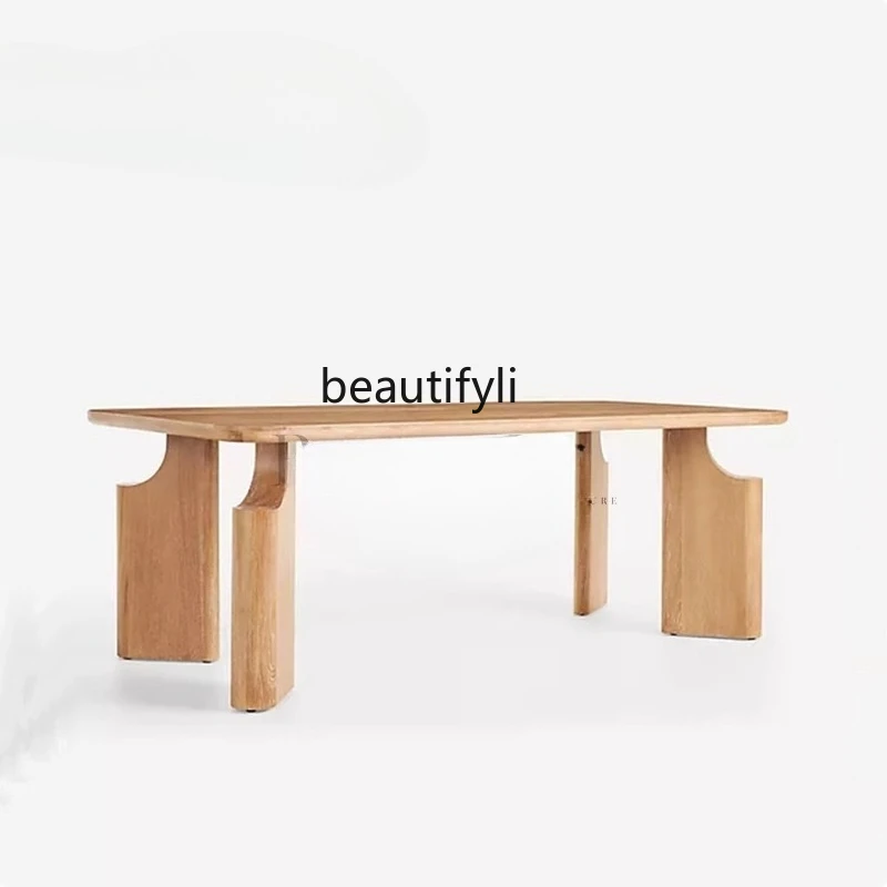 

Medieval style simple household solid wood dining table Nordic retro B & B hotel cafe reception long table