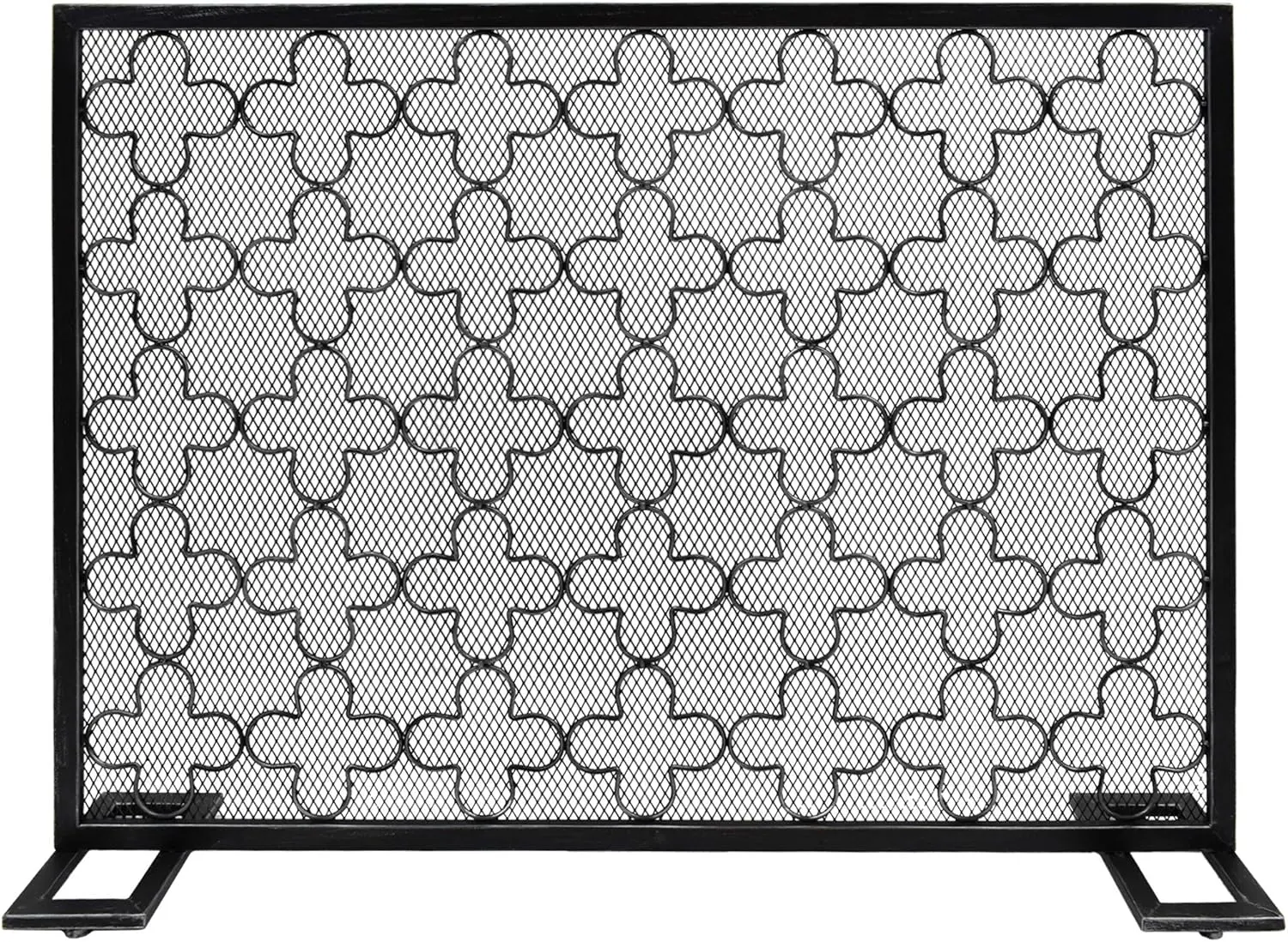 

Uriah Modern Single Panel Iron Firescreen, Black Brushed Silver Finish