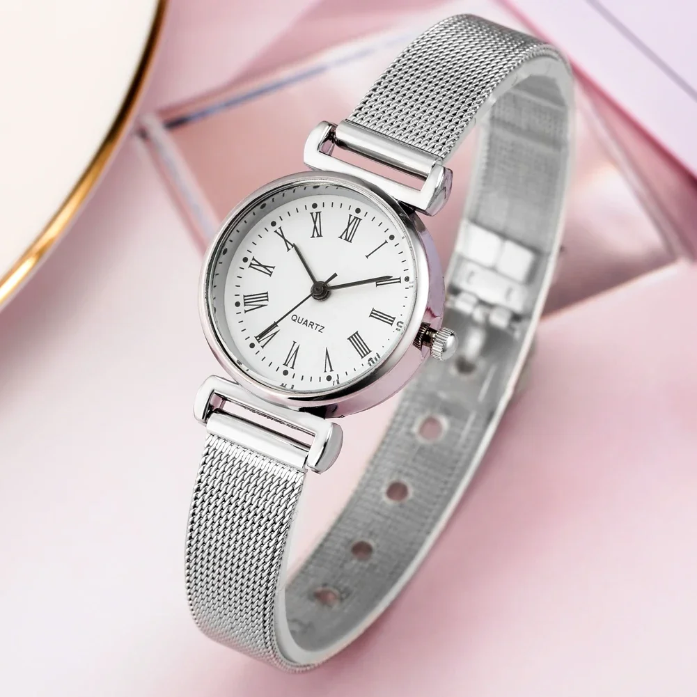 Elegant Women\'s Watches Silver Quartz Wristwatches Romen Numerals White Dial Bracelet Band Gift Ladies Watch Reloj Para Mujer 시계