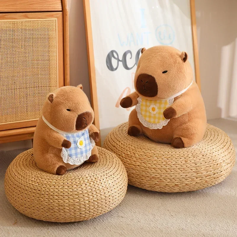 30/40cm Capybara Doll Plush Toy Stuffed Brown Aquatic Animal Yellow Blue Pink Apron Dressed Cartoon Animal Plushie Kids Gift