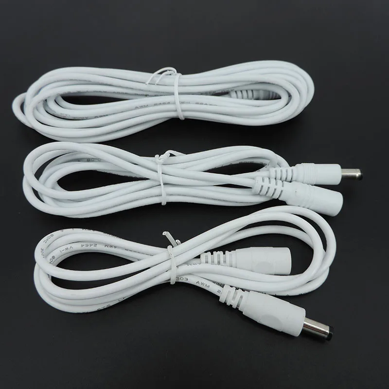 

DC Power supply Cable Extension Cord Adapter Female to Male connector Plug 12V 5.5mmx2.1mm Cords For Strip Light CCTV Camera E1