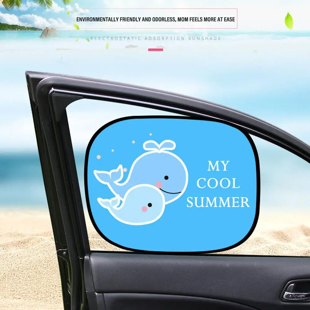 2pcs Car Sunshade Static Absorption Side Window Sunblock Car Sunblock Side Block Cartoon Sunblock Thermal