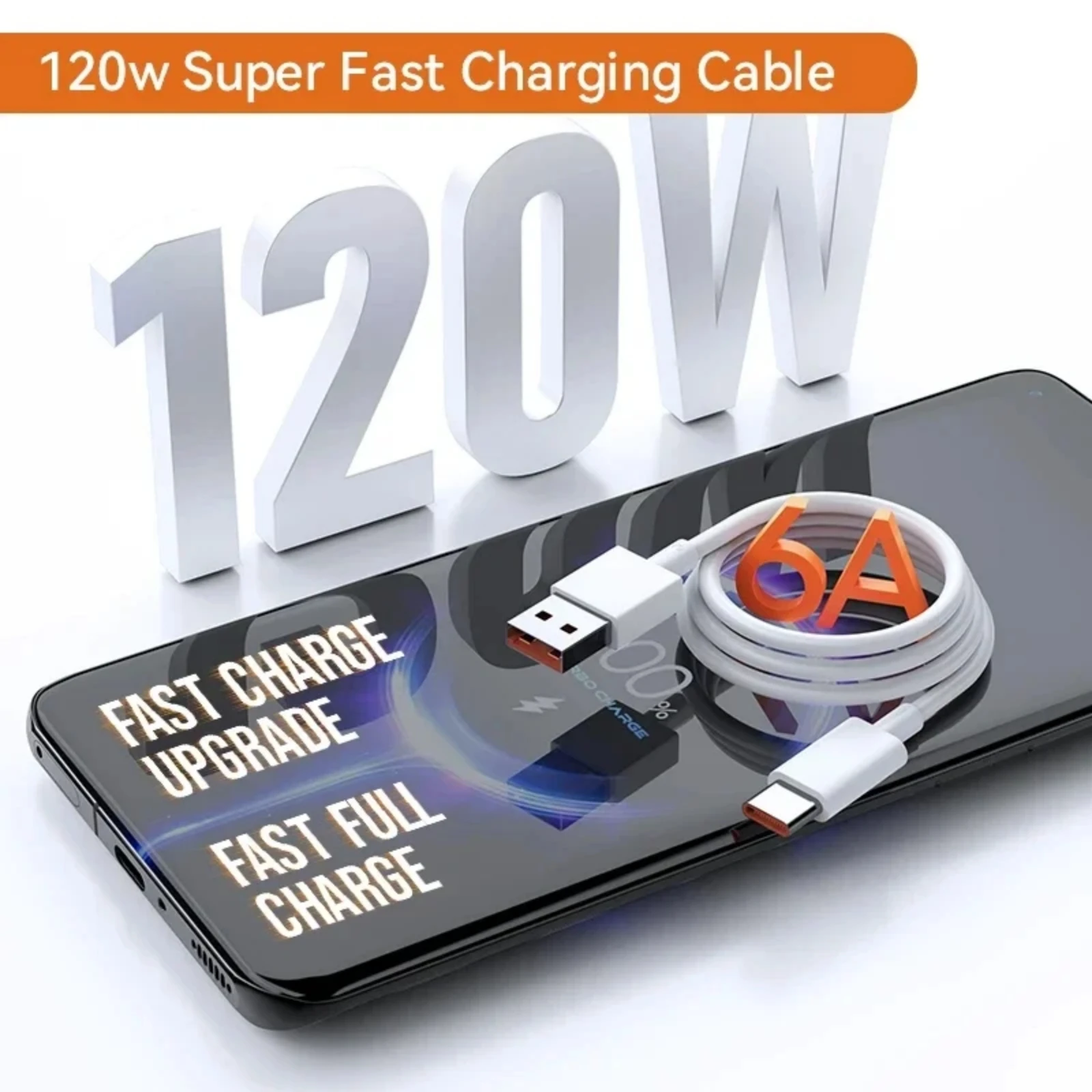 1-6PCS USB Type C 6A 120W Fast Charge Cable USB C Port Universal Micro USB Data Cable for Huawei Xiaomi Samsung Camera