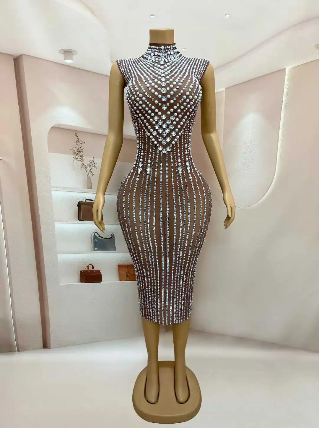 

Sparkling Pearl Party Evening Dress Celebrating Graduation Ball Birthday Photography Sexy Dress Stage performance costumes