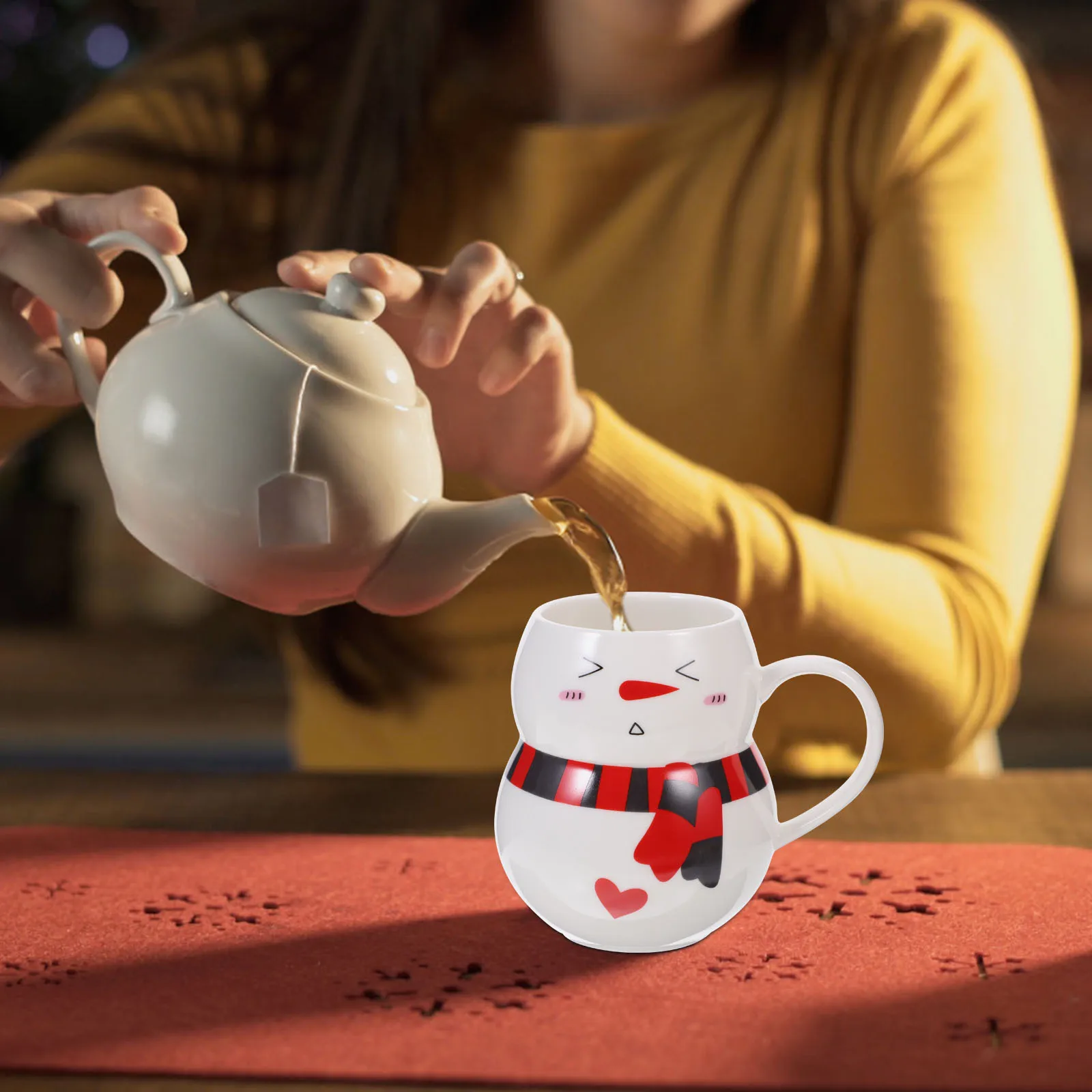 

Snowman Ceramic Christmas Coffee Mug Funny Holiday Tea Cup Porcelain Lid Decorative Party Gift Christmas Coffee Mug