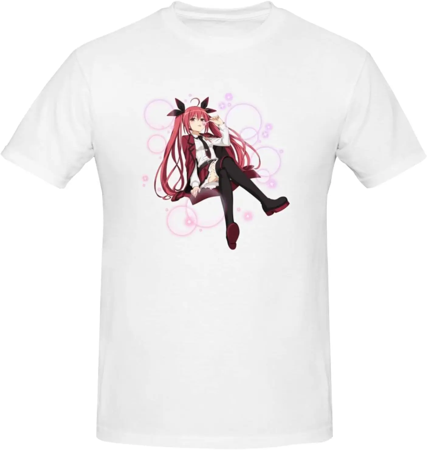 Date A Live Kotori Itsuka camisetas para hombre, algodón, manga corta, cuello redondo, moda, estampado gráfico, negro