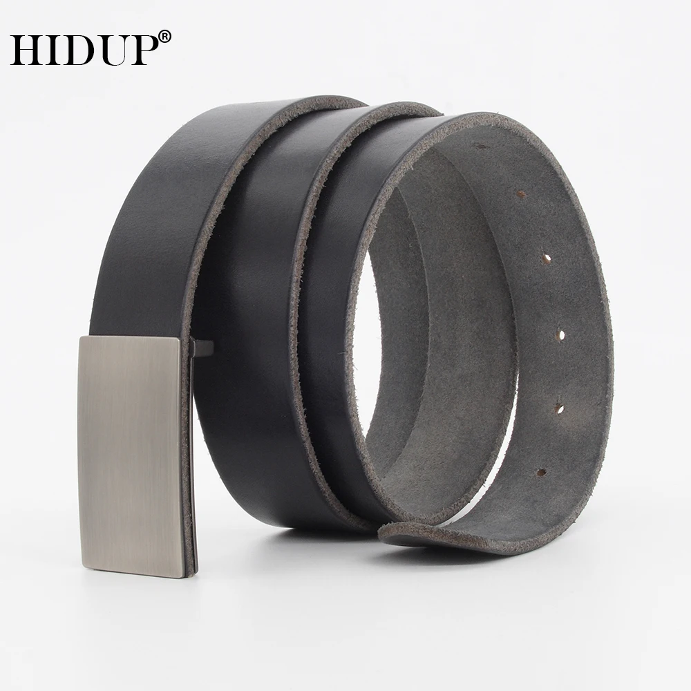 

HIDUP Top Quality Cow Genuine Leather Grey Blank Slide Buckle Belts for Men 33mm Width Jeans Accessories