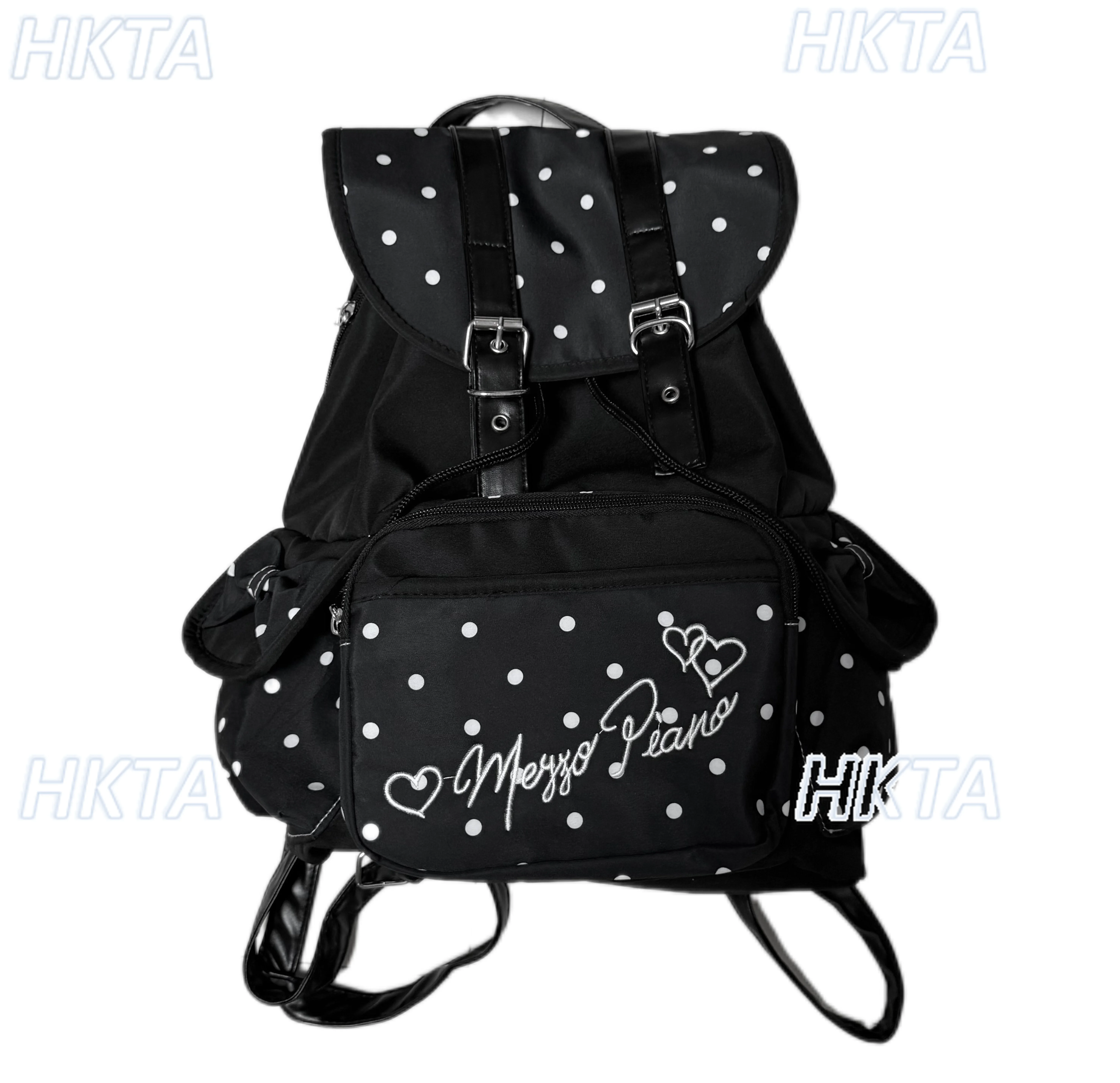 Japanese 2026 Summer New Black Bags Versatile Backpacks Punk Y2k Polka Dot Bow Large Capacity Zipper Student Leisure Bag Women