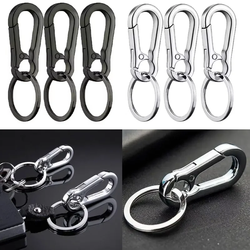 

Classic Men Stainless Steel Gourd Buckle Keychain Universal Fashion Waist Belt Clip Anti-lost Buckle Hanging Key Ring Car Decor