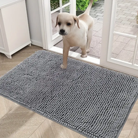 Solid color pet door mat super absorbent extra dense chenille soft bathroom non-slip floor mats dirt-resistant entrance mat
