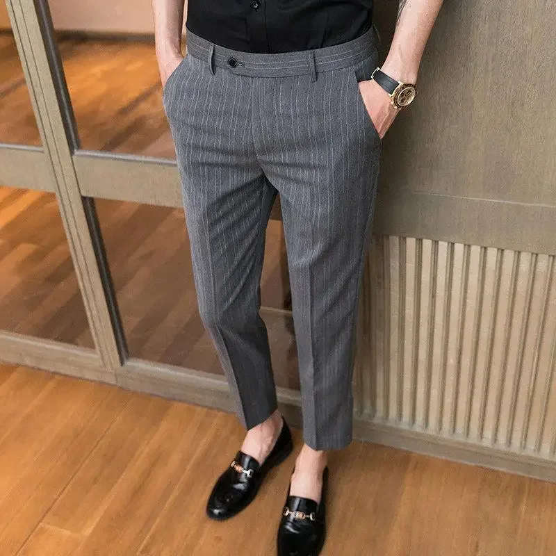 

2023 Men Spring Fashion Business Suit Pant Male Casual Formal Dress Pants Men Pantalon Costume Slim Fit Striped Trousers