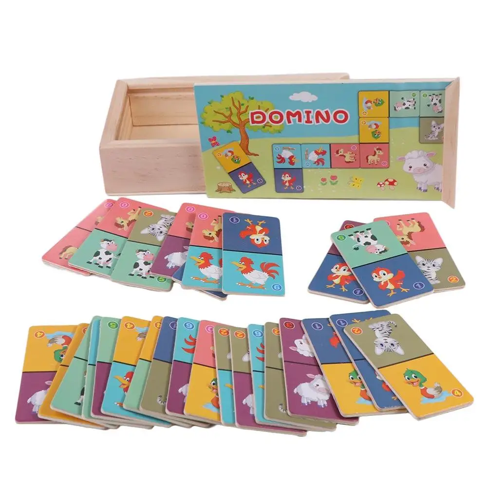 

Learning Plaything Wooden Domino Building Blocks Set Wooden Education blocks Animal Domino Puzzle Toy Jigsaw Preschool