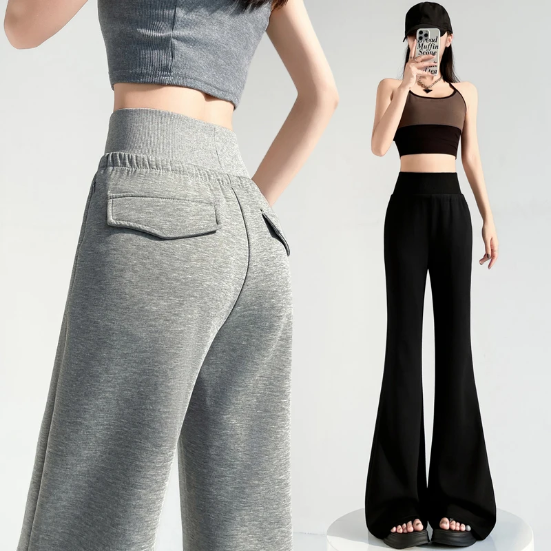 Micro flared women's 2025 spring/summer new high waist slimming sports yoga wide leg straight leg flared pants