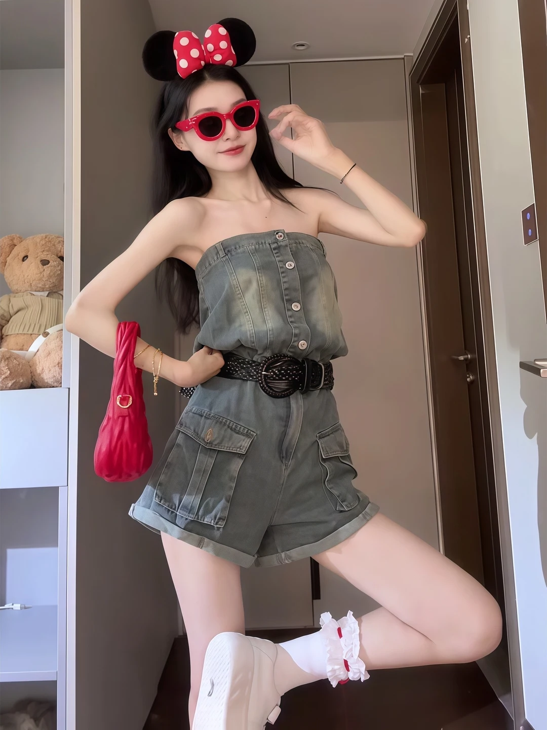 

Blue Denim ort Pants Women's Summer New Design Sensation One-Piece Overall High Waist Long Pants Fabric Other Ladies Faion