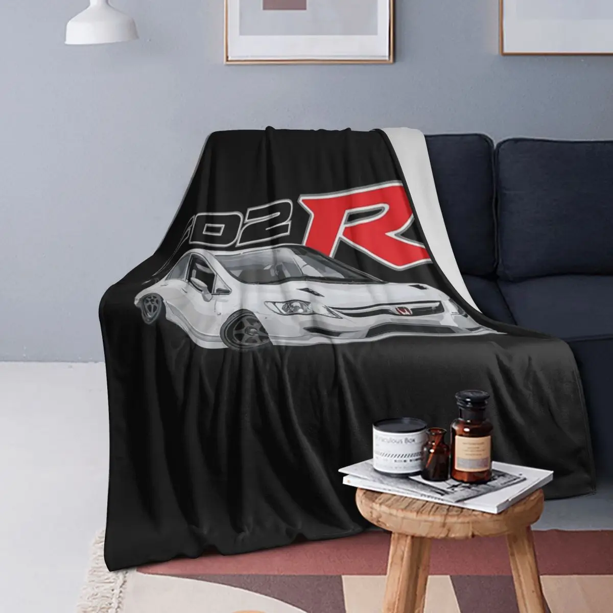

Classic JDM Spoon Fd2r Sedan Champ White 8th Gen Blanket Warm Flannel Throw Blanket Cover for Living room Picnic Travel Home