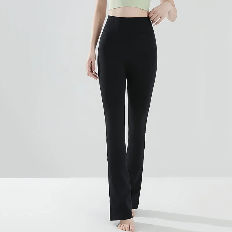 سراويل نسائية واسعة الساق للتمرين بدون خياطة عالية الخصر للتحكم في البطن من أجل الجري واليوجا