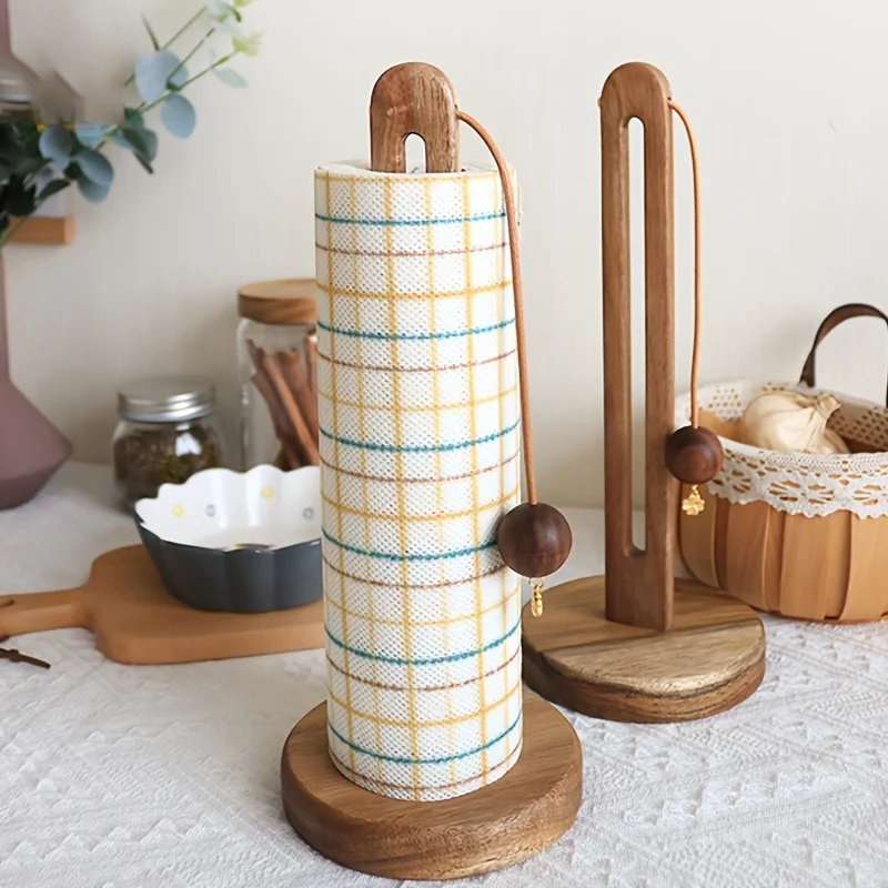 

Держатель для салфеток из массива дерева, кухонная подставка для рулонов без перфорации, для ткани, пластиковых пакетов, вертикальный