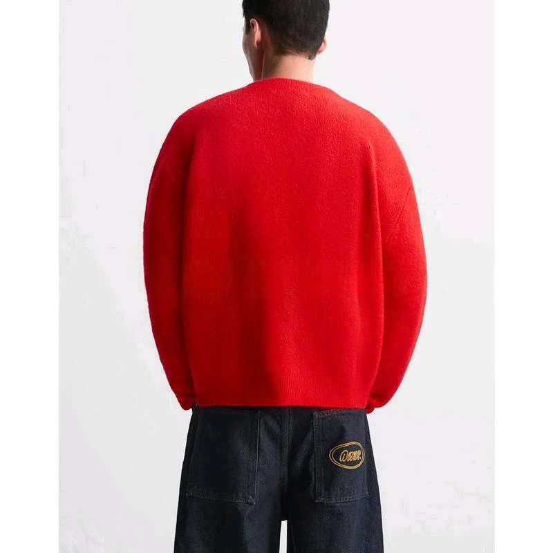 

Red V-Ne Long Sve Knitwear Cardigan Spring New Arrival Men's Faion Casual Loose Fit Urban Sle Knitted Outerwear