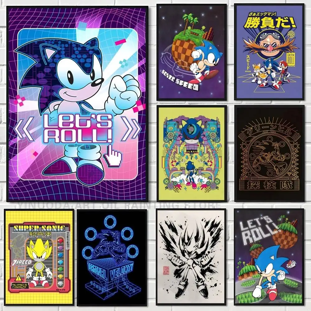 Sonic the Hedgehog  Poster Wall Art Printing Waterproof Home Living Bed Room Bar Aesthetic Decor