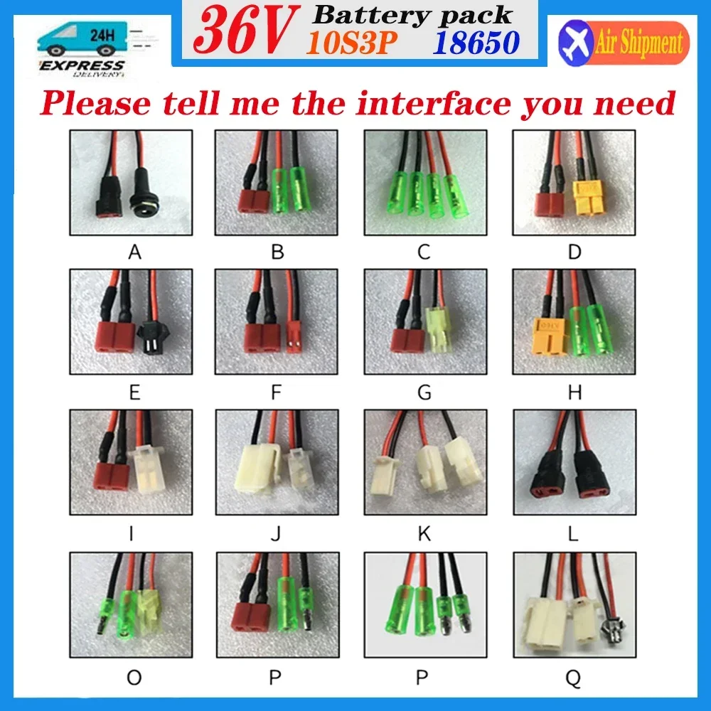 

36V 30000mAh 18650 Rechargeable lithium Battery pack 10S3P 500W High power for Modified Bikes Scooter Electric Vehicle,With BMS