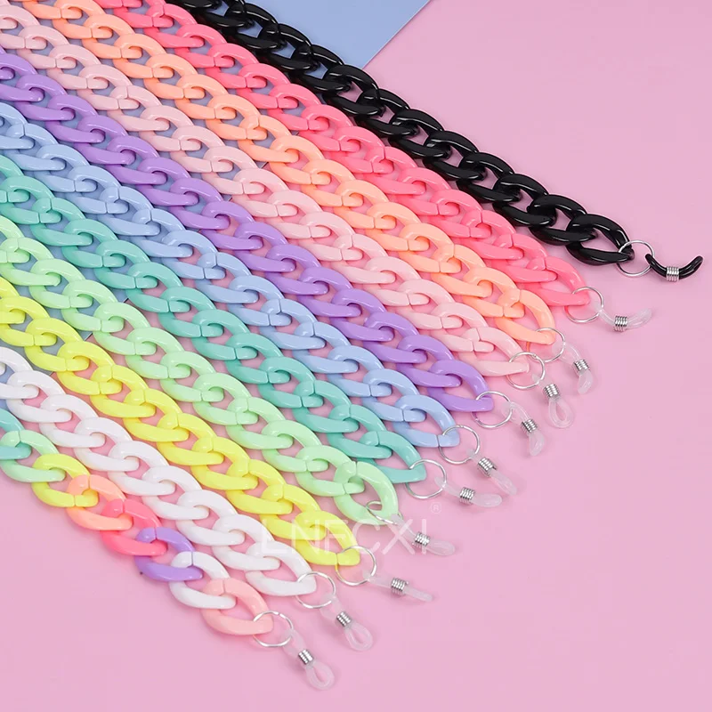 LNFCXI Retro Bright Acrylic Sunglasses Chain Straps Lanyards Transparent Color Reading Glasses Hanging Neck Glasses Chain