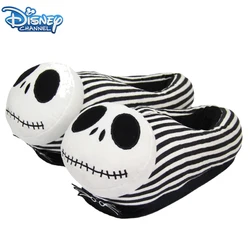 New 28cm Disney's Nightmare Before Christmas Collection Halloween Funny Skull Jack Plush Slippers Jack Home Warm Cotton Slippers